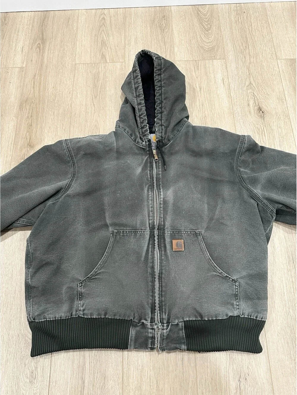 Vintage Carhartt Active Jacket J130 MOS 2XL Faded Green Canvas Workwear Distress